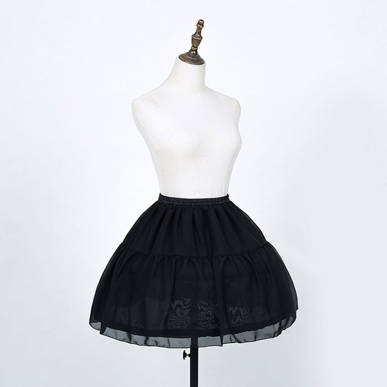 TIERPOP Petticoat Cage Crinoline Half Slips Wedding Accessories 18in Black Hoop Skirt 50s Vintage Under Skirt for Women Girls