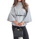 thumbnail image 2 of Ponchos con Mangas de Murciélago para Mujer, Abrigo Tipo Guisante, Cuello Alto, Capa, Chaqueta, Elegante Abrigo de Lana con Cinturón. Gris S, 2 of 8