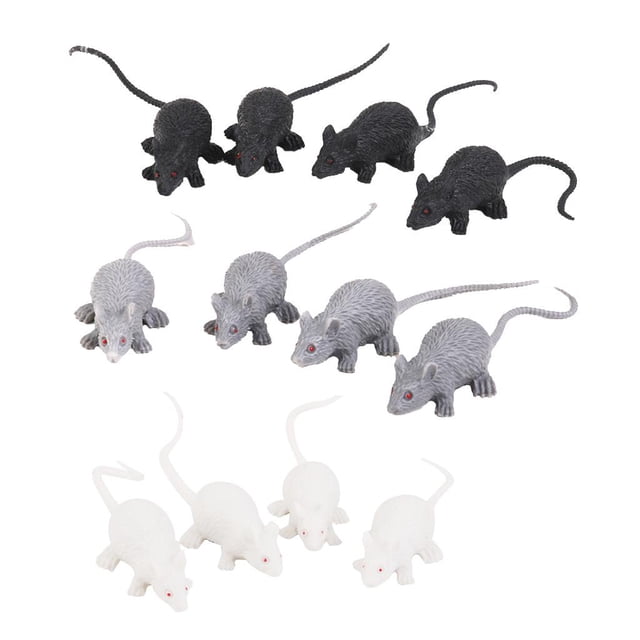 12 Unids set Ratón de Plástico Gloria Juguete Modelo de es Falsos para Favores Halloween y Decoración Multicolor