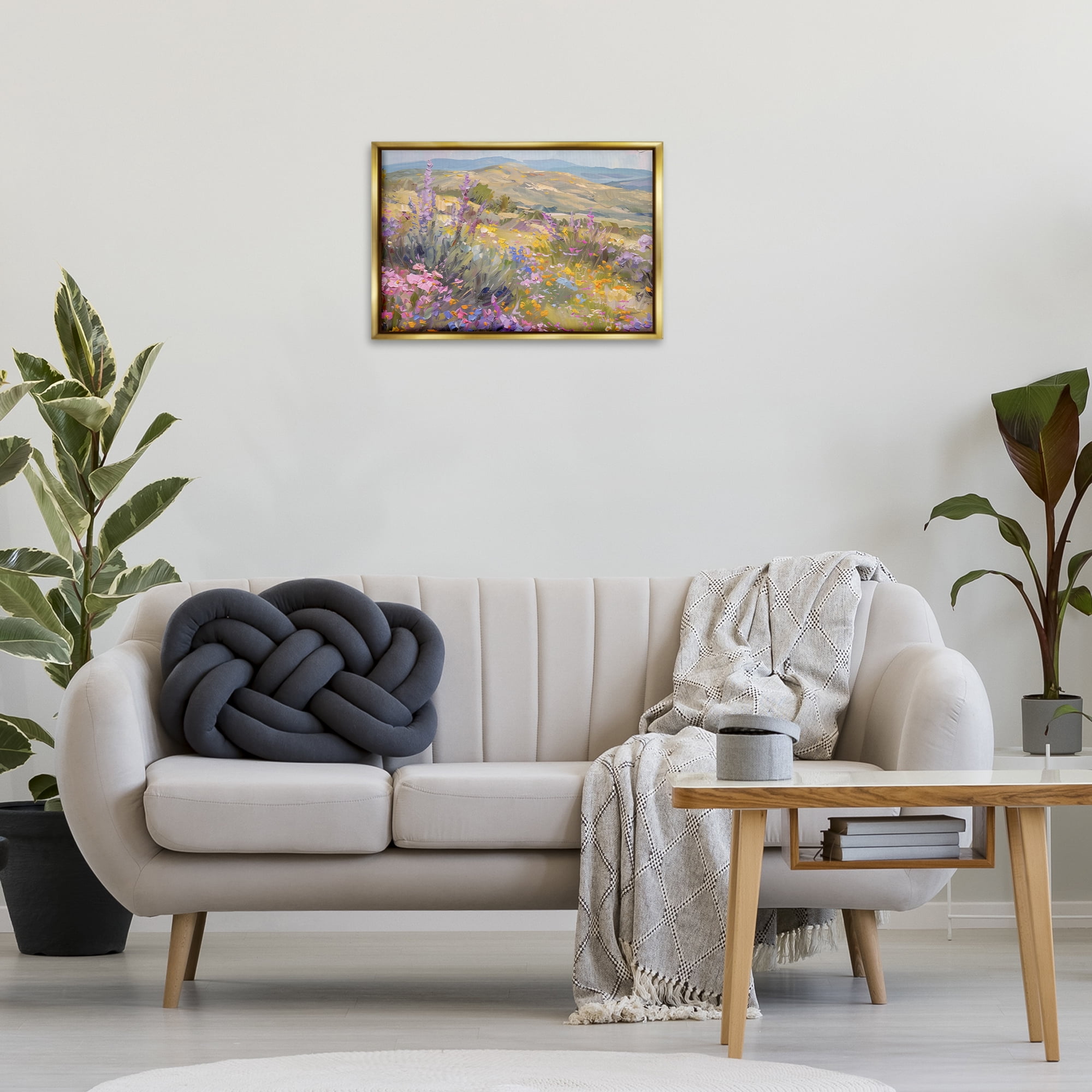 Stupell Industries High Desert Flowers Landscape & Nature Painting Gold Floater Framed Canvas Art Print Wall Art, 25 x 17