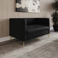thumbnail image 4 of Home Design Weiss Velvet Square Arm Loveseat with Channel-Tufted Back and Gold Metal Legs, Modern Upholstered Living Room Seating, Black, 4 of 5