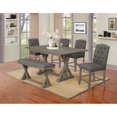thumbnail image 2 of Ensemble de Salle à Manger en Bois Rustique 6pc avec Table + Chaises Grises + Banc, 2 of 6