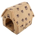 thumbnail image 3 of Cama plegable para mascotas, tamaño pequeño, tienda de campaña para cachorros y gatos, extraíble y lavable, color marrón, 3 of 14