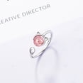 thumbnail image 4 of Anillo de perla de gato de cristal rosa chapado en plata, regalo de joyería ajustable para mujeres y niñas, 1 pieza JAMW Sencillez, 4 of 5