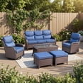thumbnail image 3 of POCASSY 7-Piece Outdoor Patio Furniture Set with Swivel Chairs, Luxury High Back Rattan Wicker Outdoor Conversation Set with 5-inch Thick Seat Cushion Sofa and Swivel Glider Patio Chair for Porch, 3 of 17