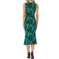 thumbnail image 3 of Vestido Floral de Malla sin Mangas para Mujeres, Cuello Redondo, Vestido Midi de Cóctel para Fiesta, Talla XS, Verde Oscuro, 3 of 6