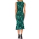 thumbnail image 3 of Vestido Floral de Malla sin Mangas para Mujeres, Cuello Redondo, Vestido Midi de Cóctel para Fiesta, Talla XS, Verde Oscuro, 3 of 6