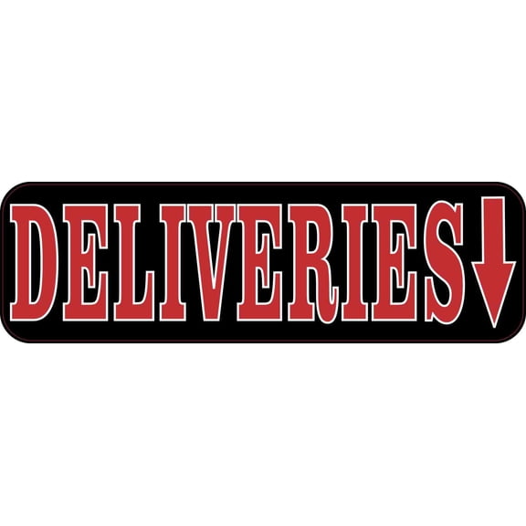10in x 3in Red Down Arrow Deliveries Magnet