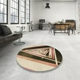 thumbnail image 4 of Ahgly Company Machine Washable Indoor Round Transitional Red Brown Area Rugs, 3' Round, 4 of 7