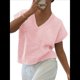 thumbnail image 1 of Tops Florales Bonitos de Corta para Mujer, con Decoración de Flores 3D, de Punto, Sueltos, para , Otoño y Verano 2025 Rosa XL, 1 of 7