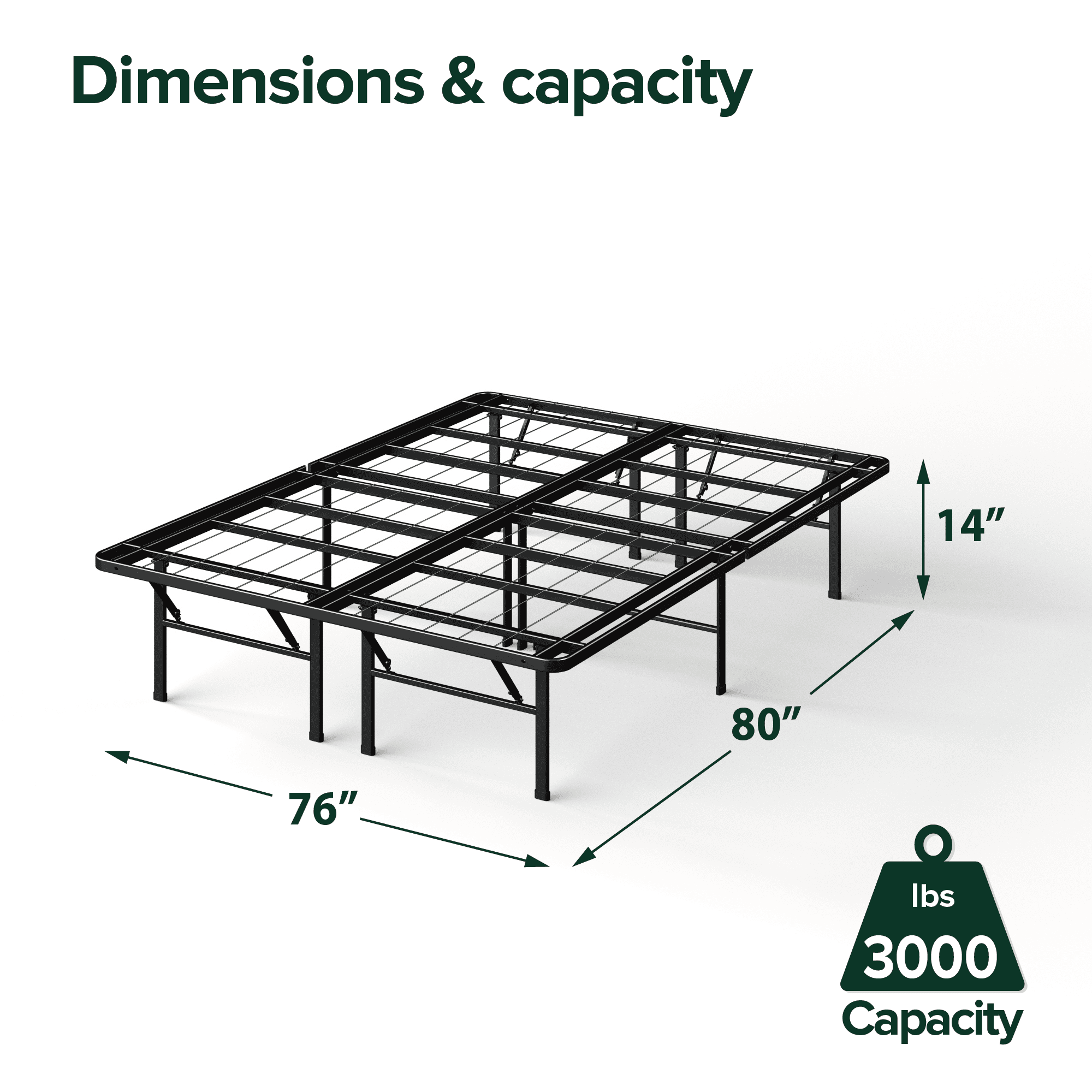 Zinus 14" Metal SmartBase Heavy-Duty Foundation, Adult, King