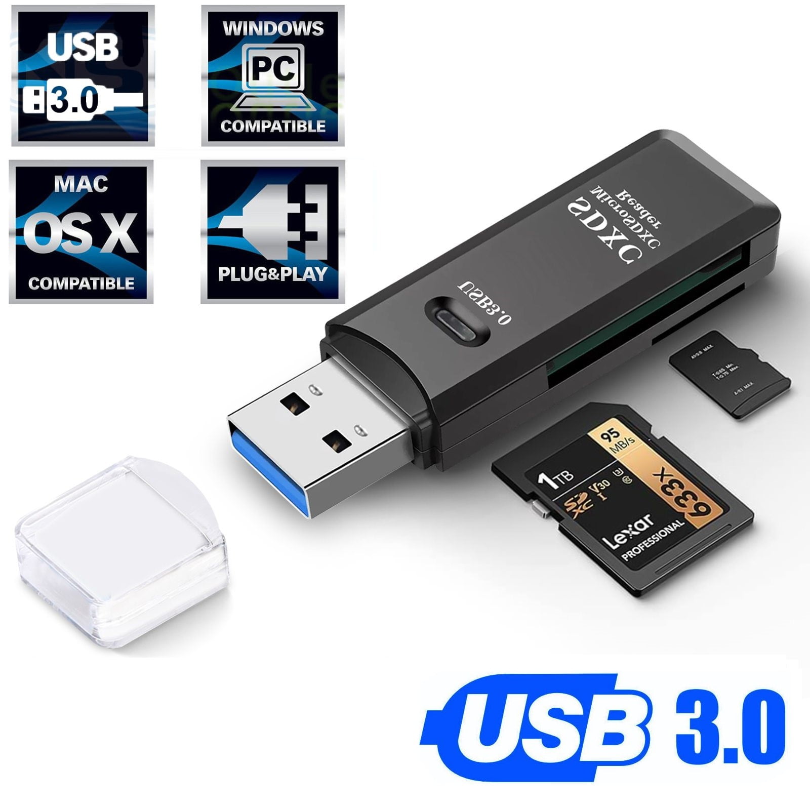 Pidgin Afskedigelse is USB 3.0 SD Card Reader, TSV Multi-Card Reader Memory Card Adapter for SD  SDXC SDHC TF Micro SD Micro SDXC Micro SDHC MMC UHS-I Cards 5Gbps for  Windows Mac Linux - Walmart.com