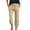 Khaki, variant on Cropped Pants For Women Capri Pants Casual Solid Color Linen 3 4 With Pockets Drawstring Waist Summer Harem Pants Khaki L