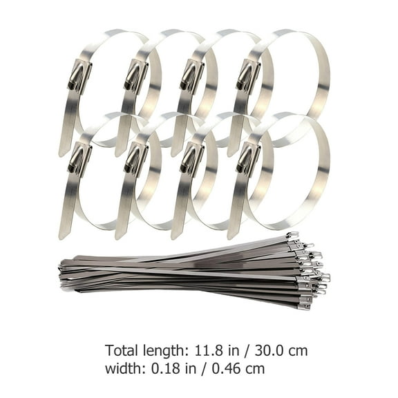 SEWCHICS 30Pcs Silver Stainless Steel Cable Ties Reusable Heat Resistant Wire Organizer Straps