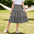 thumbnail image 6 of QTBIUQ Girls Midi Denim Skirt Elastic Waist Tiered Ruffle Skirt Casual Fashion Summer Skirt, 6 of 8