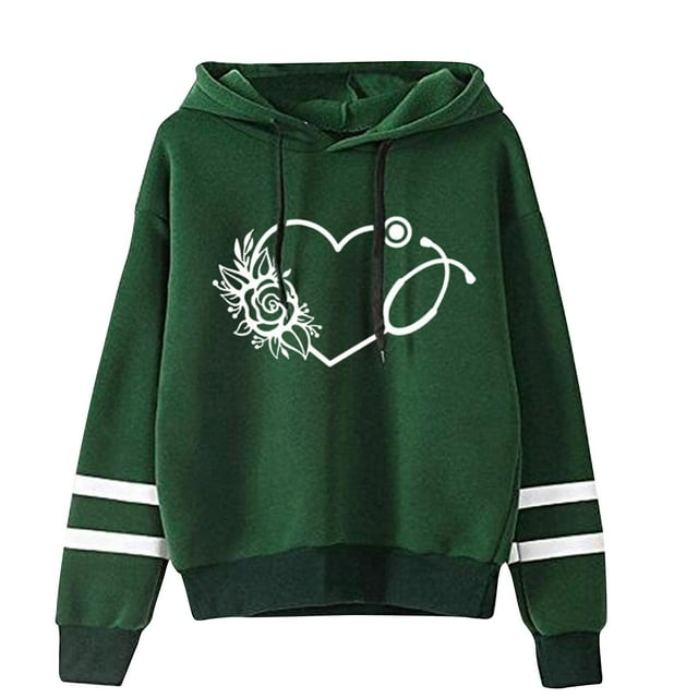 Meichang Sweat-Shirt pour Femmes Col Rond Manches Longues Pull Décontracté Mode Amour Graphique Sweat-Shirts Amples Épaules Tombantes