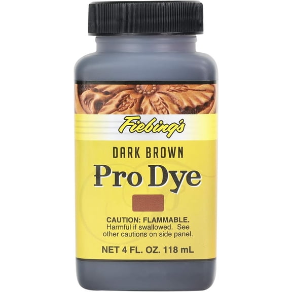 Fiebing's Pro Dye Leather Dye (4 Fl Oz Dark Brown) - Alcohol-Based, Penetrating, Permanent Dye for Shoes, Belts, Furniture - Vivid Color, Superior Color Fastness