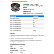 Marketplace Auto Parts Steel 15 Black Painted Wheel for 2011-2016 Hyundai Elantra