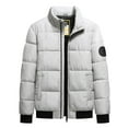 thumbnail image 1 of Innerwin Coats Stand Collar Men Coat Winter Full Zip Warm Puffer Jackets Beige 5XL, 1 of 2