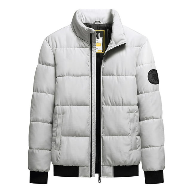 Innerwin Manteaux Col Montant Manteau Homme Hiver Fermeture Éclair Complète Vestes Chaudes Beige P