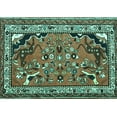 thumbnail image 1 of Ahgly Company Machine Washable Indoor Rectangle Persian Turquoise Blue Traditional Area Rugs, 5' x 8', 1 of 4