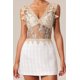 thumbnail image 5 of Vestido Bellabarnetten Siara con cuello en V, halter, flores y encaje, mini, 5 of 6