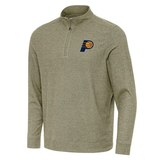 Men's Antigua Olive Indiana Pacers Subtle Quarter-Zip Sweatshirt