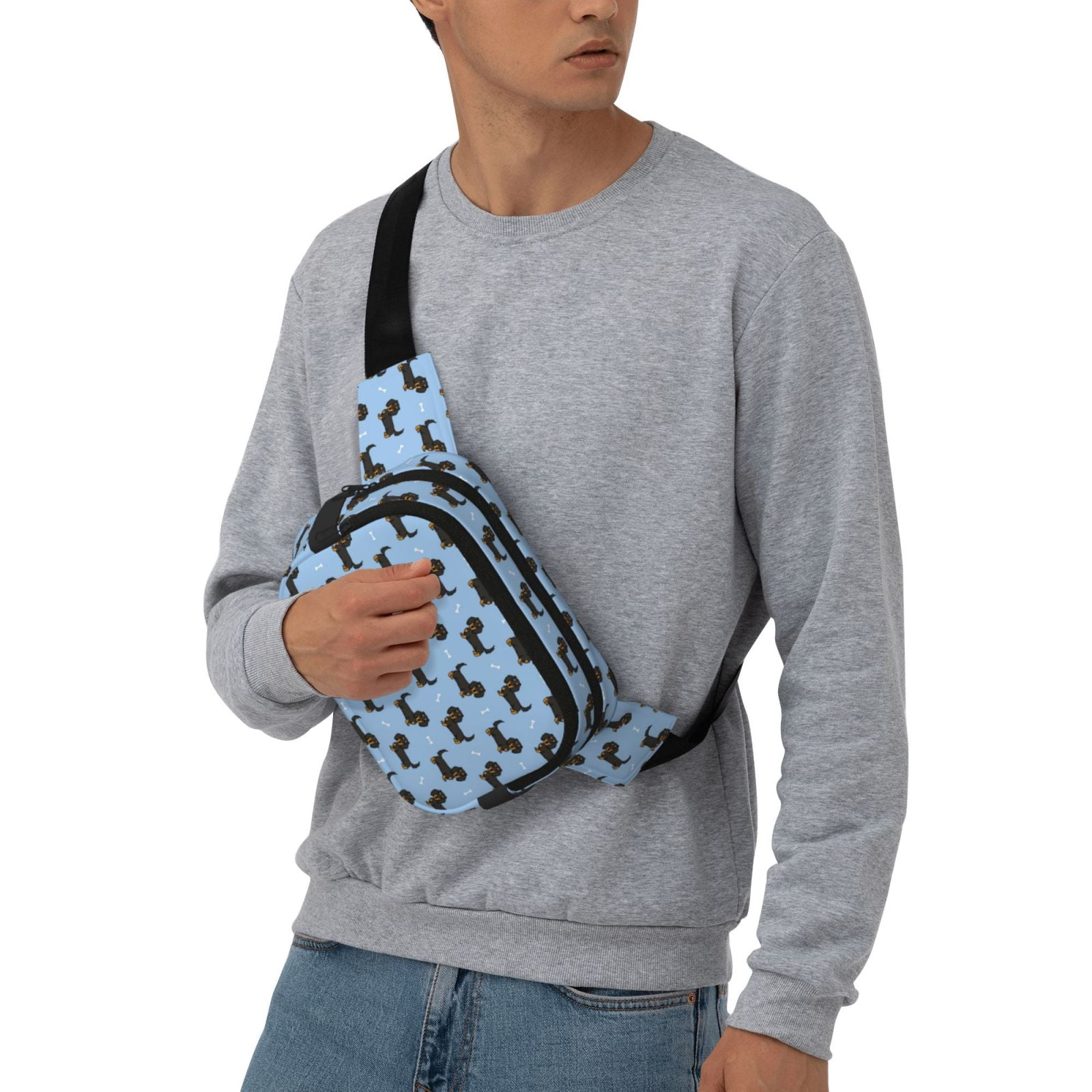 Hirioo Dachshund Dog for Double Layer Waist Bag Adjustable Fanny Pack For Travel Running Hiking