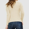 thumbnail image 3 of Juslio Womens Sweaters Pullovers Sweaters Solid Crew Neck Long Sleeve Knit Beige, 3 of 6