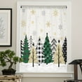 thumbnail image 4 of Christmas Tree Semi Sheer Curtains Drapes for Living Room,Bedroom,French Doors Window 63 Inches Long,Green Beige Black Xmas Tree Winter Snowflake Rod Pocket Chiffon Curtain Drapery Voile Drape Panel, 4 of 6