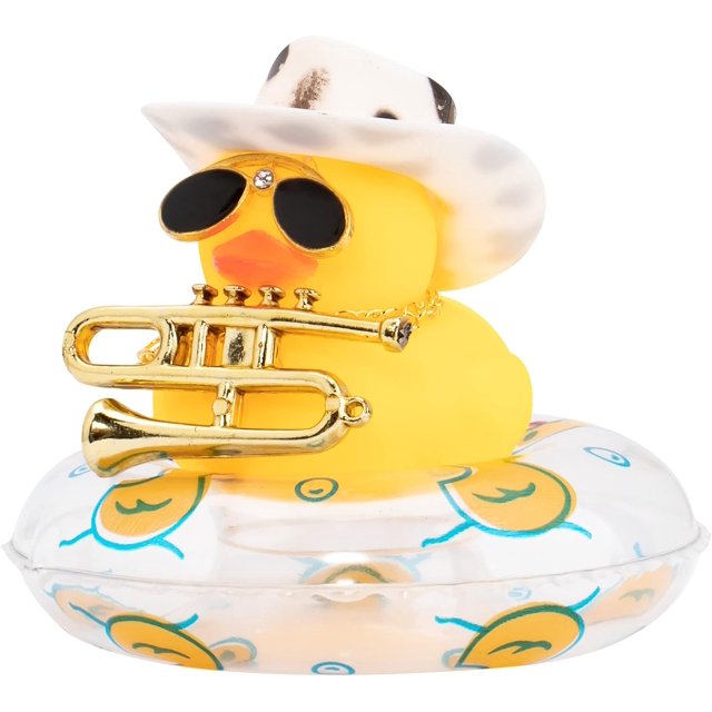 Car Duck Ornament Dashboard Decorations for Car Rubber Duck Accessories with Hat Necklace Swim Ring Musical Instruments F