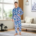 thumbnail image 6 of FORMRS Onesies Pajama for Adults Unisex Hoodie Winter Jumpsuit One Piece Sleepwear, Sizes S-2XL, Blue Daisy, 6 of 7