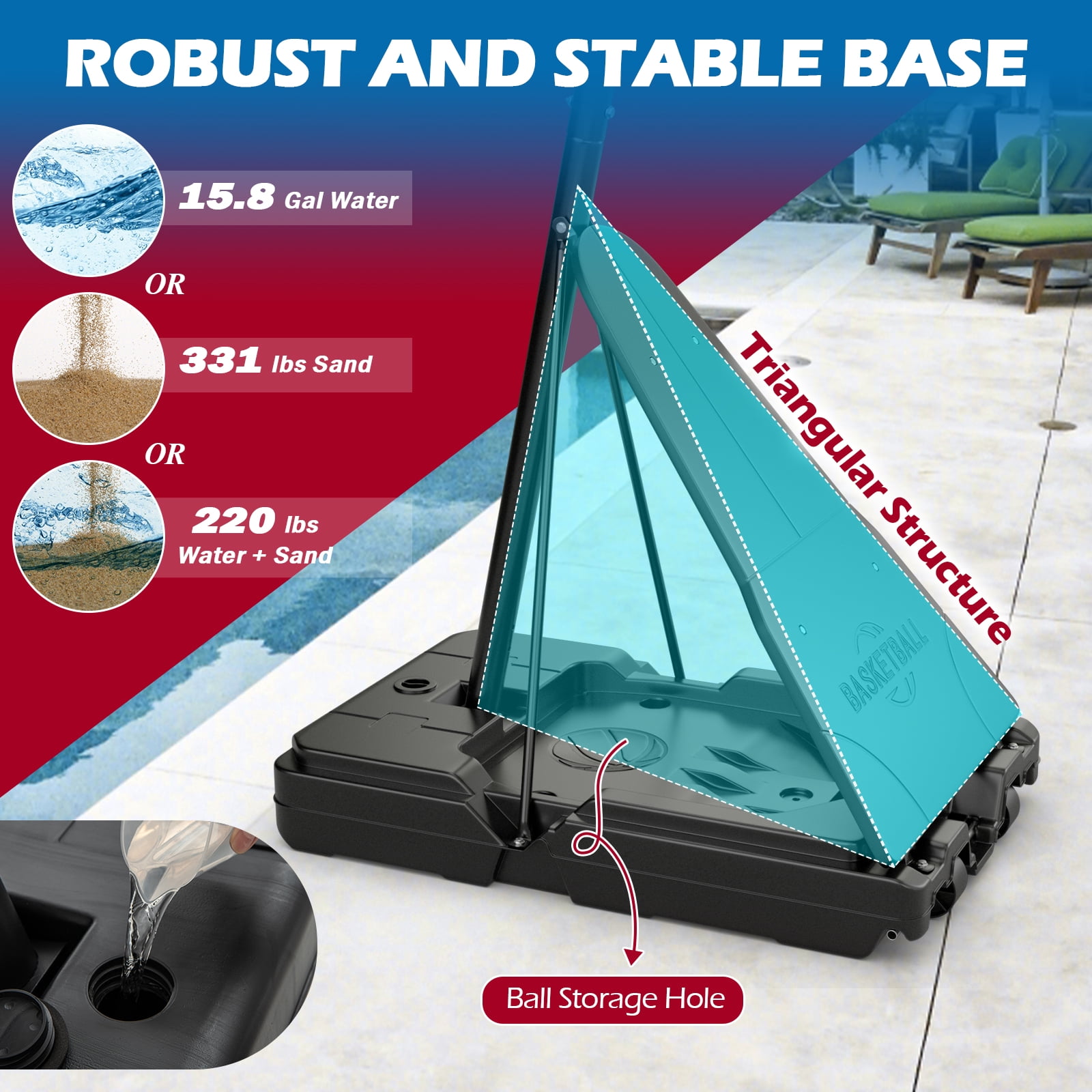 Topbuy Portable Basketball Hoop Basketball Hoop with Shatterproof PC Backboard