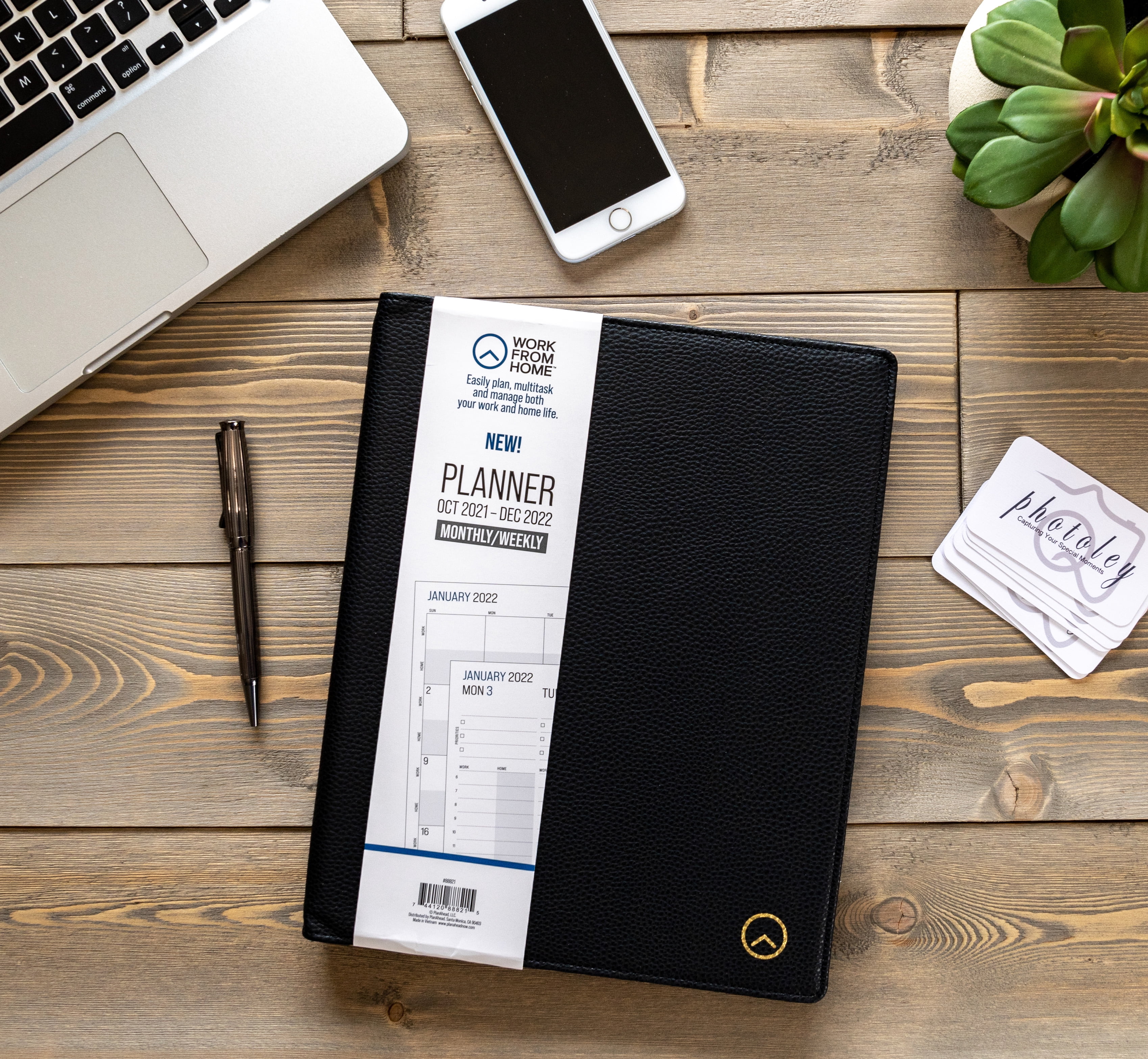 Work From Home Monthly/Weekly Planner, October 2021-December 2022, 8.25x10.25 Black