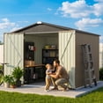 thumbnail image 6 of Patiowell 8x8FT Metal Outdoor Storage Shed, Brown Heavy-Duty Garden Tool Shed for Tools, Lawn & Pet Supplies, 6 of 7