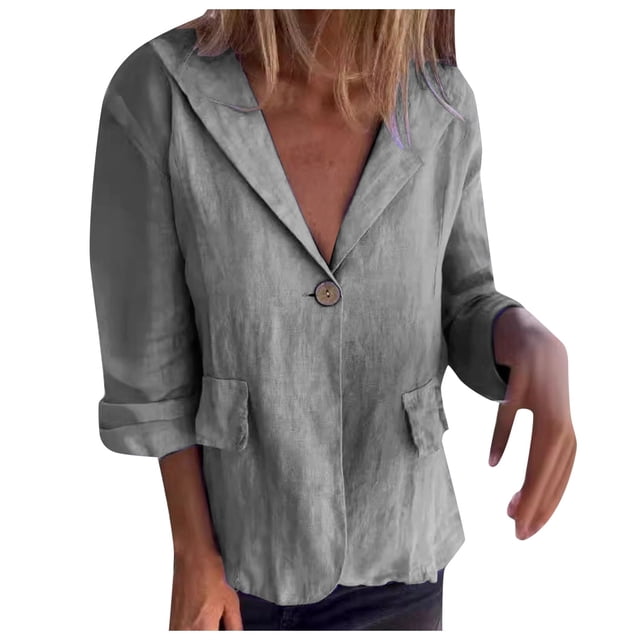 HBFAGFB Womens Cardigan Plus Size Lapel Button Down Jacket Simple and Versatile Daily Wear Grey Size XXXXL