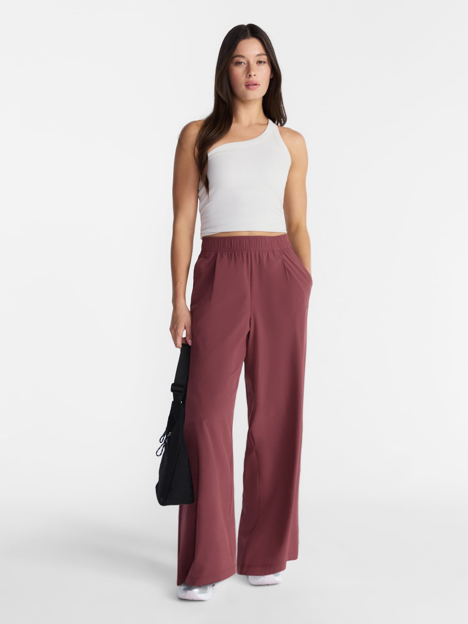 Avia Women's and Women's Plus FeatherStretch Woven Wide Leg Pants, 30'' Inseam, Sizes XS-4X