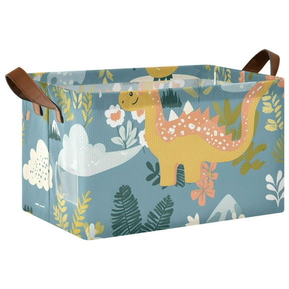 Ryvnso Cartoon Dinosaurs Storage Bins Large Basket Foldable Cube Toys Organizer with Handles 1 PC