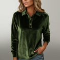 thumbnail image 2 of Women's Polos Shirts 2026 Elegant Long Sleeve Button Down Velvet Shirt Casual Dressy Business Work Henley Blouses, 2 of 8