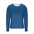 thumbnail image 5 of Tauxra Women's Long Sleeve Pleated Top, Casual Round Neck Blouse with Soft Textured Fabric, Versatile Tunic Top for Daily Wear and Office Outfits, 5 of 7