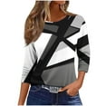 thumbnail image 2 of Viluyesy Round Neck T-Shirt for Womens 3/4 Sleeves Shirt Tops Loose Blouse Gray Size 5XL, 2 of 4