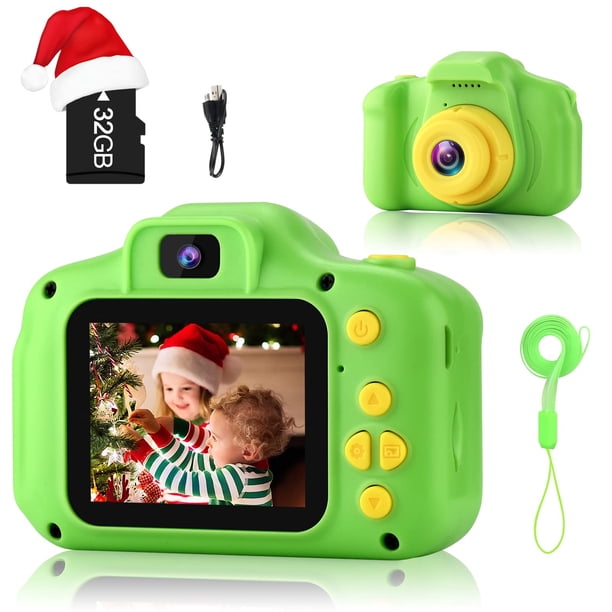 Cámara digital GKTZ Kids de 12 MP para selfies, 32 GB, tarjeta SD de 3 a 9 años, verde