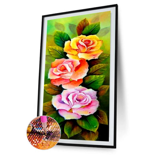 Cuadros Decorativos Flor 5D Kits de pintura de manualidades de diamantes resina redonda Wdftyju completa para el hogar arte de pared Diamante de imitación dibujo Mosaico Decoración Para el hogar