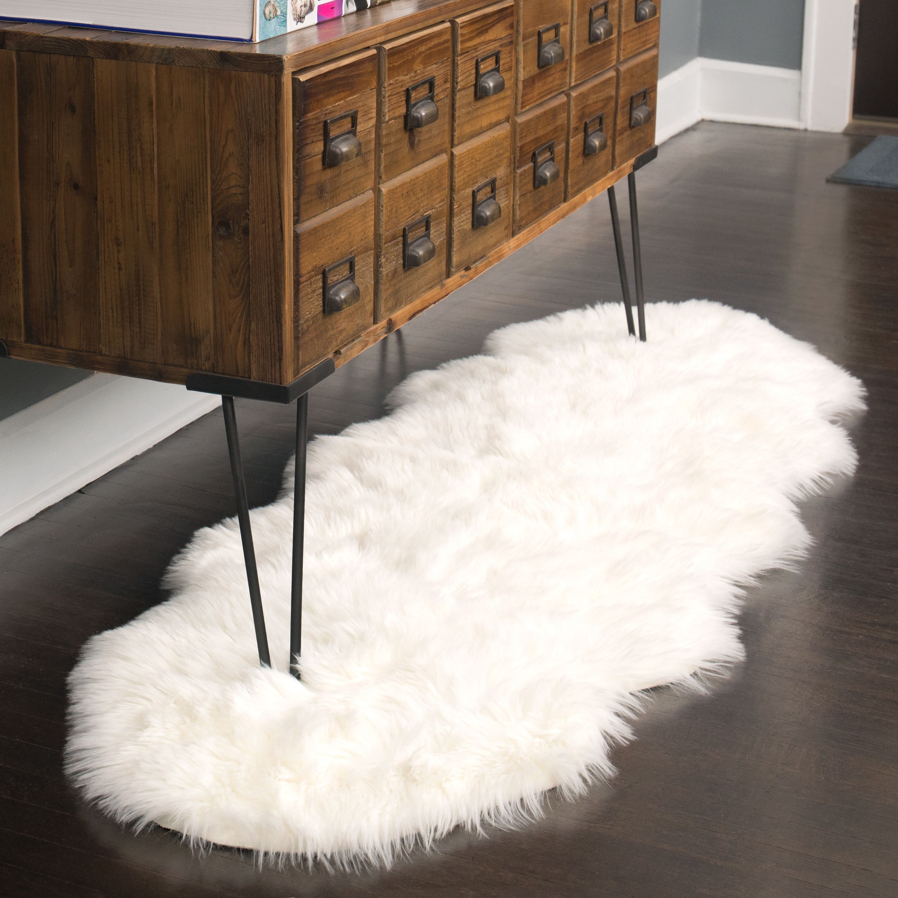 Walk on Me Gray 6 ft. x 9 ft. Faux Fur Luxuriously Soft and Eco Friendly Area Rug