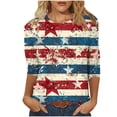 thumbnail image 3 of Pxxlle Womens Fourth of July Shirts Plus Size American Flag Graphic Tees Casual Summer 3/4 Sleeve T Shirt Loose Fit Crewneck Blouse S, 3 of 6