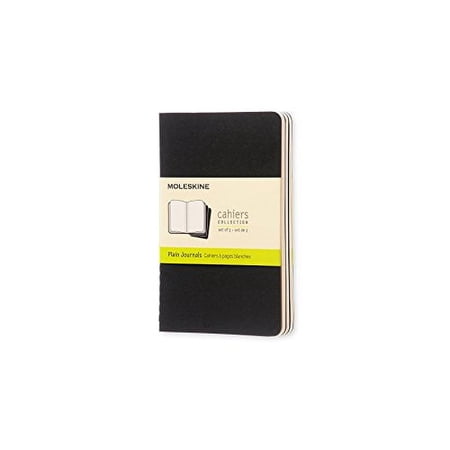 Moleskine Cahier Journal, Soft Cover, Pocket (3.5" x 5.5") Plain/Blank, Black, 64 Pages (Set of 3)