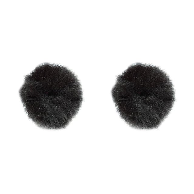 sweethay Cubierta de micrófono de pelo artificial para exteriores Parabrisas Soporte de micrófono Wind Muff negro 2piezas