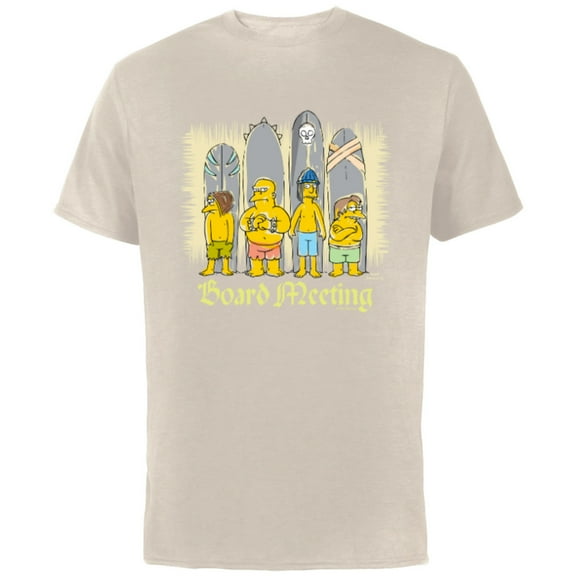 The Simpsons Isle Style Board Meeting Beach Surfing - Short Sleeve Cotton T-Shirt for Adults - Customized-Natural