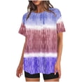 thumbnail image 1 of Penkiiy T-Shirts Dégradés Oversize pour Femmes Été Coupe Ample Col Rond Manches Courtes Hauts Blouse Décontractée Y2K Basique Graphiques S Violet, 1 of 4