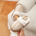 thumbnail image 4 of BERANMEY Thick-Soled Fuzzy Slippers for Women & Men - Cozy Platform House Shoes with Anti-Slip Sole, Warm Plush Lined Indoor Outdoor Short Ankle Slippers, 4 of 8